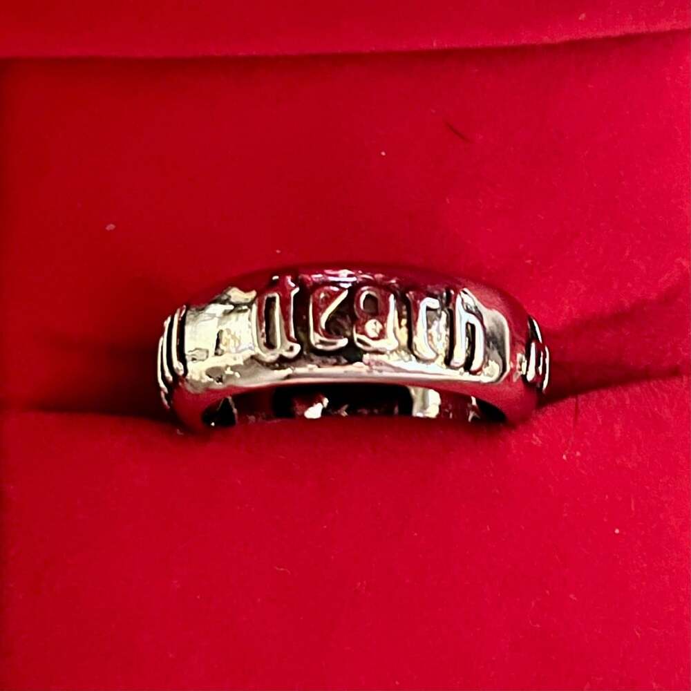 Vintage Titanium Steel Silver Band Ring Loved To Death Size 9